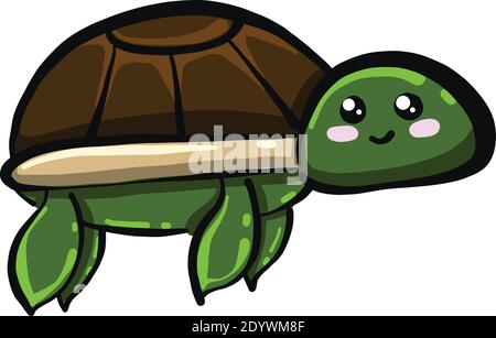 Petite tortue mignonne, illustration, vecteur sur fond blanc. Illustration de Vecteur