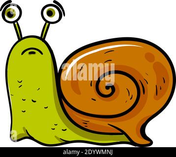 illustration, animal, coquillages, doodle, caricature, vecteur, triste, personnage, mignon, isolé, escargot, set, drôle, dessin, humour, heureux, lent, peur, comique, a Illustration de Vecteur