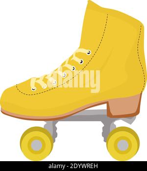Patins à roulettes jaunes, illustration, vecteur sur fond blanc. Illustration de Vecteur