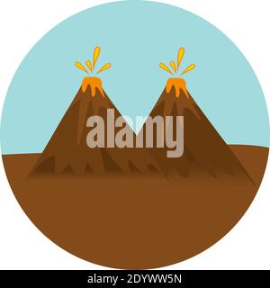 Éruption volcanique, illustration, vecteur sur fond blanc. Illustration de Vecteur