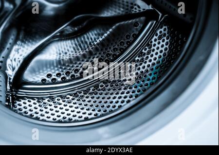 Le tambour d'une maschine de lavage, détail gros plan Banque D'Images
