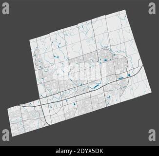 Carte de Markham. Carte détaillée de la zone administrative de Markham. Panorama urbain. Illustration vectorielle libre de droits. Carte avec autoroutes, rue Illustration de Vecteur