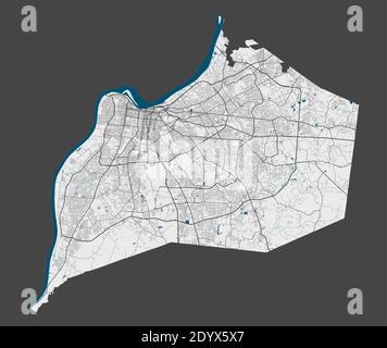 Carte de Memphis. Carte détaillée de la zone administrative de Memphis. Panorama urbain. Illustration vectorielle libre de droits. Carte avec autoroutes, rue Illustration de Vecteur