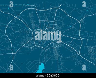 Affiche de la carte de la ville de Lublin. Carte de Lublin carte des rues affiche. Illustration vectorielle de la carte Lublin. Illustration de Vecteur