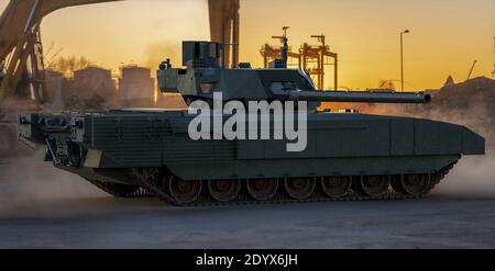 Char russe de la dernière génération T-14 Armata, sur le terrain d'entraînement Banque D'Images