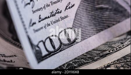 Billets en dollars américains en gros plan Banque D'Images