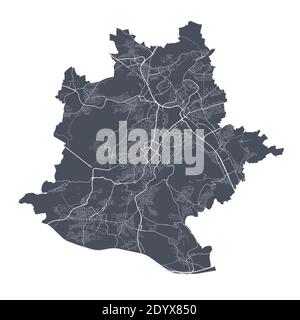 Plan de Stuttgart. Carte vectorielle détaillée de la zone administrative de Stuttgart. Affiche sombre avec rues sur fond blanc. Illustration de Vecteur