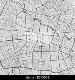 Carte de la ville urbaine de Tabriz. Illustration vectorielle, affiche graphique en niveaux de gris Tabriz. Carte des rues avec vue sur les routes et la région métropolitaine. Illustration de Vecteur