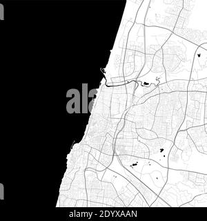 Carte de la ville urbaine de tel Aviv-Yafo. Illustration vectorielle, affiche cartographique de tel Aviv-Yafo. Illustration de Vecteur