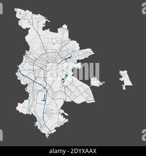 Carte de Nuremberg. Carte détaillée du quartier administratif de Nuremberg. Panorama urbain. Illustration vectorielle libre de droits. Carte de contour linéaire avec surlignage Illustration de Vecteur