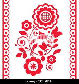 Mignon polonais fleurs folk art vector design, carte de voeux inspiré de la broderie traditionnelle highlanders Lachy Sadeckie de Nowy Sacz en Pologne Illustration de Vecteur