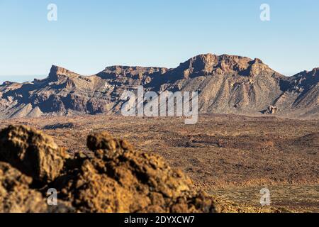 Vue aérienne sur la caldeira de Pico Viejo dans le parc national, Las Canadas del Teide, Tenerife, îles Canaries, Espagne Banque D'Images