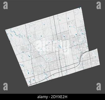 Carte Vaughan. Carte détaillée du quartier administratif de Vaughan. Panorama urbain. Illustration vectorielle libre de droits. Carte avec autoroutes, rue Illustration de Vecteur