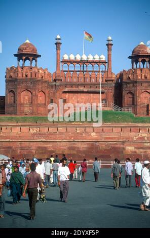 Lahori Gate, entrée principale du fort historique Red, Delhi, Inde, mai 1999T Banque D'Images