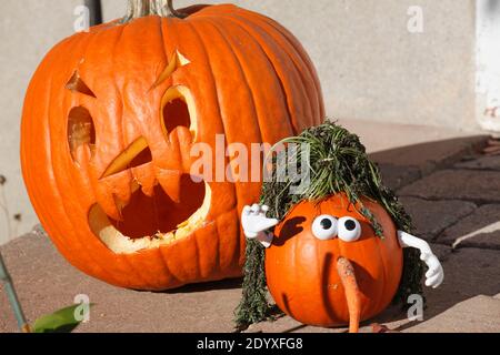 Halloween, décoration, citrouilles, Banque D'Images