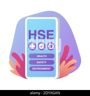 HSE - Health Safety Environment.application mobile pour smartphone. Illustration de Vecteur