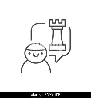 Icône de ligne de couleurs pour le studio d'échecs pour enfants. Pictogramme pour page Web, application mobile, Promo. Illustration de Vecteur