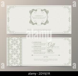 Modèle de bon-cadeau de luxe pour restaurant à menu Illustration de Vecteur