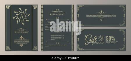 Modèle de bon-cadeau de luxe pour restaurant à menu Illustration de Vecteur