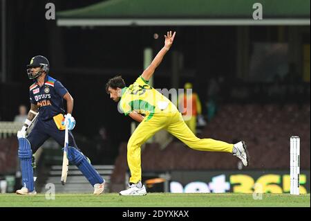 L'Australie a remporté le premier des 2020 matchs de Dettol ODI contre l'Inde à Sydney, Australie avec: Mitchell Starc où: Sydney, Australie quand: 27 nov 2020 crédit: WENN.com Banque D'Images