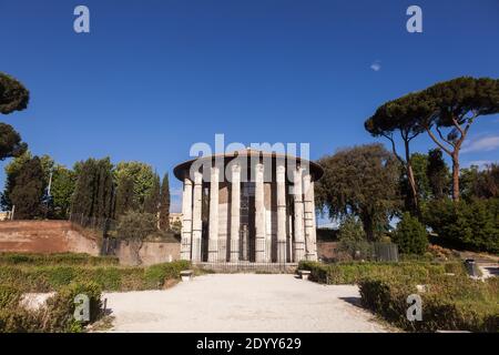 Temple d'Hercules Victor (Hercules le gagnant) ou Hercules Olivarius au Forum Boarium, un forum de bétail venalium de la Rome antique près de la rivière Tiber, Banque D'Images