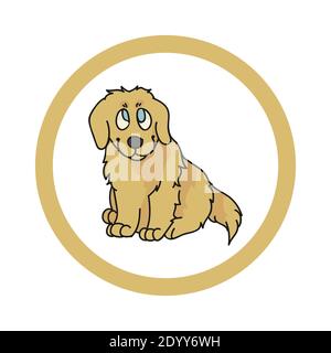 Mignon dessin animé Golden Retriever en cercle dotty chiot vecteur clipart. Race de chien de chenil pedigree pour le club de chenil. Dressage de chiens domestiques de race pure pour Illustration de Vecteur