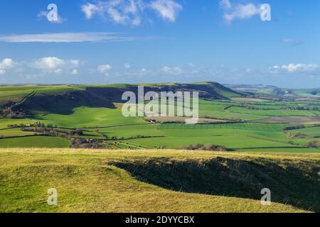 Vues sur la vallée de Cuckmere depuis la colline de Windover et de Wilmington jusqu'à Bo peep et Firle sur les bas sud dans East Sussex sud-est de l'Angleterre Banque D'Images