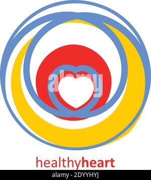 Simple logo abstrait avec coeur pour centre médical cardio ou Journée mondiale de la Santé. Modèle de logotype graphique vectoriel. Couleurs CMJN Illustration de Vecteur