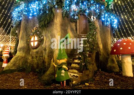 Nains de fées sous l'arbre. Thème de Noël Banque D'Images