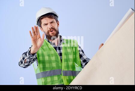 ingénieur casques blancs dessin projet professionnel