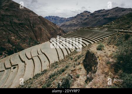 Ruines d'Inca à Pisac, Pérou, Amérique du Sud Banque D'Images