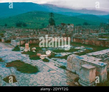 Analyse d'archives du site archéologique Bulla Regia, ruines de Barber, Punic, puis ville romaine en Tunisie. Vue générale sur les ruines de Bulla Regia. Avril 1976. Banque D'Images