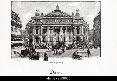 Titre Der Opernplatz ou place de l'Opéra, illustration de 'Die Haupstädte der Welt', Breslau vers 1897 Banque D'Images