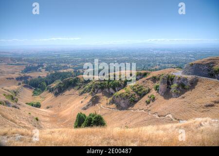 Vue aérienne de Hastings depuis le pic de te Mata, Nouvelle-Zélande Banque D'Images