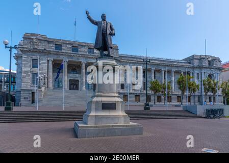 Statue de Richard John Seddon aux édifices du Parlement de la Nouvelle-Zélande À Wellington Banque D'Images