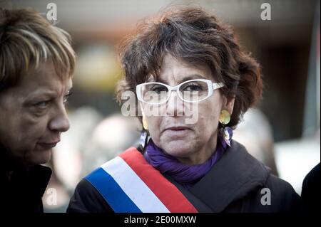 Le sénateur de Val-de-Marne Laurence Cohen participe à une manifestation contre les projets du gouvernement de réformer le système de retraite très endetté de la France, à Paris, en France, le 29 octobre 2013. Photo de Nicolas Messyasz/ABACAPRESS.COM Banque D'Images