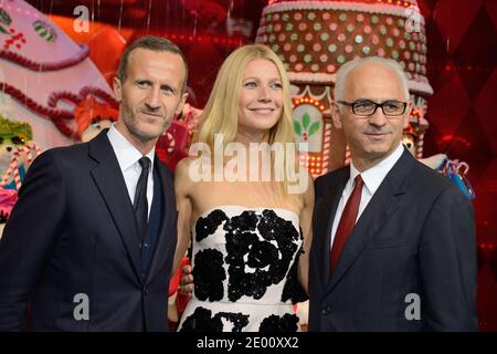 Stefano Cantino, Gwyneth Paltrrow et Paolo de Cesare lancent la saison de Noël au grand magasin Printemps à Paris, France, le 7 novembre 2013. Photo de Nicolas Briquet/ABACAPRESS.COM Banque D'Images