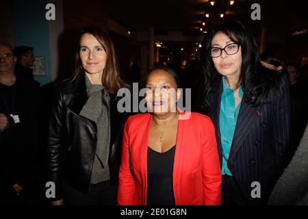 Aurelie Filippetti, Christiane Taubira et Yamina Benguigui assistaient à la fête de la culture contre la haine au Théâtre du rond-point, à Paris, en France, le 2 décembre 2013. Photo Jerome Domine/ABACAPRESS.COM Banque D'Images