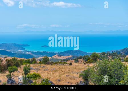 Paysage de la Nouvelle-Zélande autour de la colline de Takaka Banque D'Images