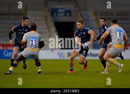 Solde Sharks Center Sam Hill pendant le match de rugby Gallagher Premiership sale Sharks -V- Wasps au stade AJ Bell, Greater Manchester, Angleterre un Banque D'Images