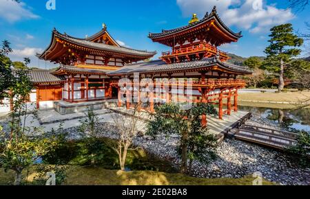 Phoenix Hall (Hoodo), Temple Byodoin, Uji, Kyoto, Japon Banque D'Images