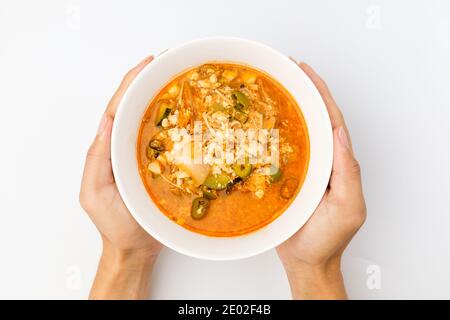 Tofu ragoût sur fond blanc Banque D'Images