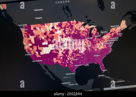 Cas confirmés de Covid-19 aux États-Unis, site Web du coronavirus de l'Université de médecine Johns Hopkins le 27 juillet 2020. Banque D'Images