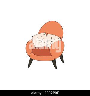 Icône de fauteuil Doodle. Illustration d'une jolie chaise simple. Motif Doodle vectoriel Illustration de Vecteur