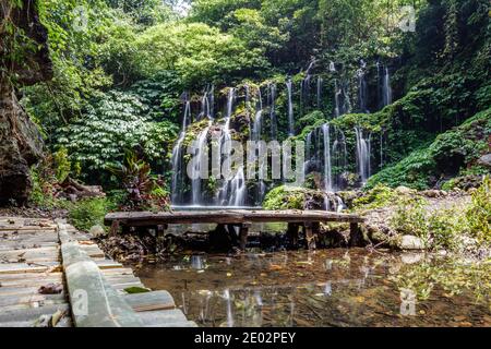 Chute d'eau Banyu Wana Amertha. Buleleng, Bali, Indonésie. Banque D'Images