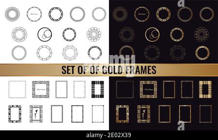 grand ensemble de cadres dorés, objets isolés sur fond blanc. Illustration vectorielle Illustration de Vecteur