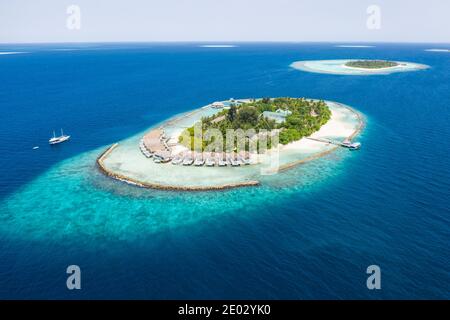 Île de vacances Kuda Rah, Ari Atoll, Océan Indien, Maldives Banque D'Images