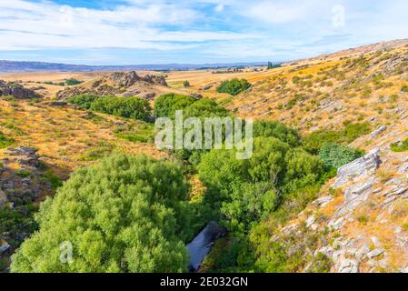 Vallée de la rivière Ida Burn à vélo Central Otago Railway Sentier en Nouvelle-Zélande Banque D'Images