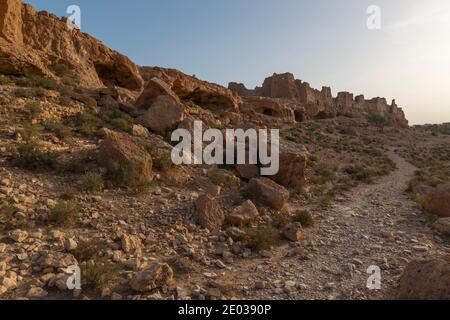 Ruines de Ksar Meski, un village abandonné près de la petite ville de Madkhal Meski, Maroc Banque D'Images