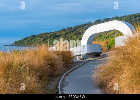 Sculpture en chaîne à Stirling point en Nouvelle-Zélande Banque D'Images